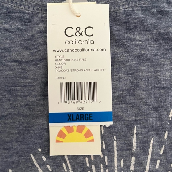 C&C California T-Shirt New with Tags Blue - Picture 7 of 9